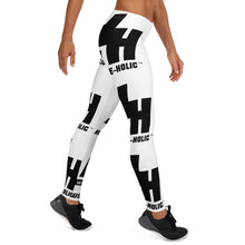 Load image into Gallery viewer, Hustleholic Ladies Leggings: White with Black Logo - Hustleholic Wear