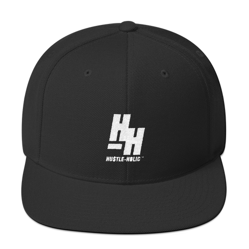 Hustleholic Snapback Hat, White Logo - Hustleholic Wear