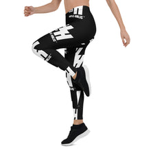 Load image into Gallery viewer, Hustleholic Ladies Leggings: Black with White Logo - Hustleholic Wear