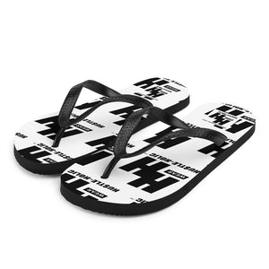 Hustleholic Flip-Flops: Black on White - Hustleholic Wear