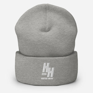 Cuffed Beanie Embroidered White logo - Hustleholic Wear