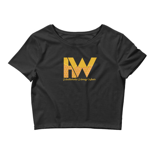 Women’s Hustleholic Honey Wear Crop Black Tee (solo logo) - Hustleholic Wear