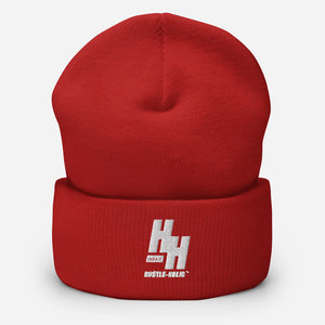 Cuffed Beanie Embroidered White logo - Hustleholic Wear