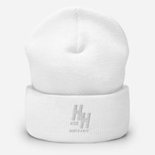 Load image into Gallery viewer, Cuffed Beanie Embroidered White logo - Hustleholic Wear