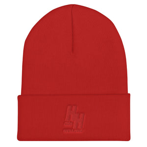 Cuffed Beanie Embroidered Red logo - Hustleholic Wear