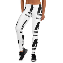 Load image into Gallery viewer, Hustleholic Ladies Leggings: White with Black Logo - Hustleholic Wear