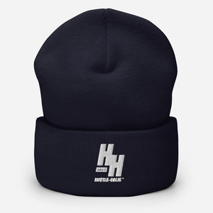 Cuffed Beanie Embroidered White logo - Hustleholic Wear