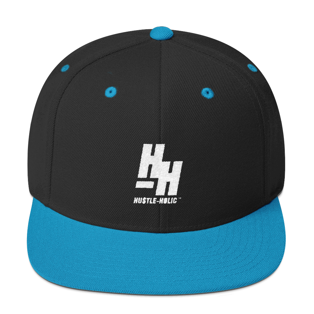 Hustleholic Snapback Hat, White Logo - Hustleholic Wear