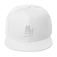 Load image into Gallery viewer, Hustleholic Snapback Hat: Embroidered White Logo - Hustleholic Wear