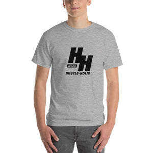 Men's Short-sleeve T-shirt, Classic Black Logo - Hustleholic Wear